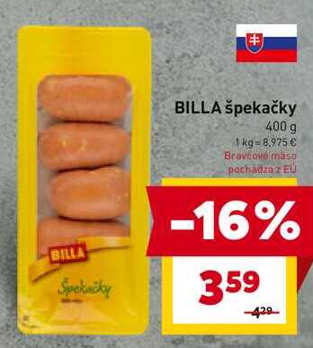 BILLA špekačky 400 g 