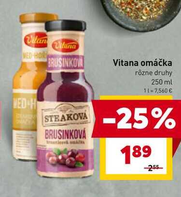 Vitana omáčka rôzne druhy 250 ml 