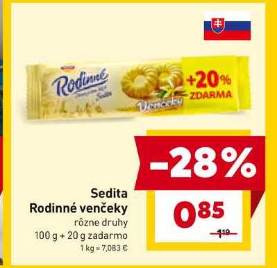 Sedita Rodinné venčeky rôzne druhy 100 g + 20 g zadarmo