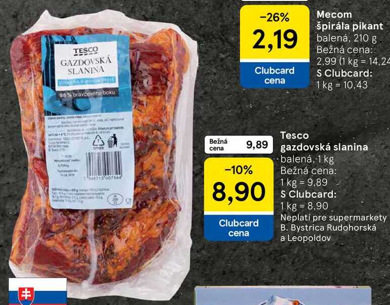 Tesco gazdovská slanina, 1 kg 
