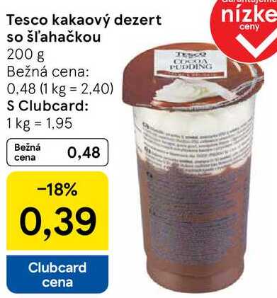 Tesco kakaový dezert so šľahačkou, 200 g 