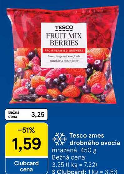 Tesco zmes drobného ovocia, 450 g 