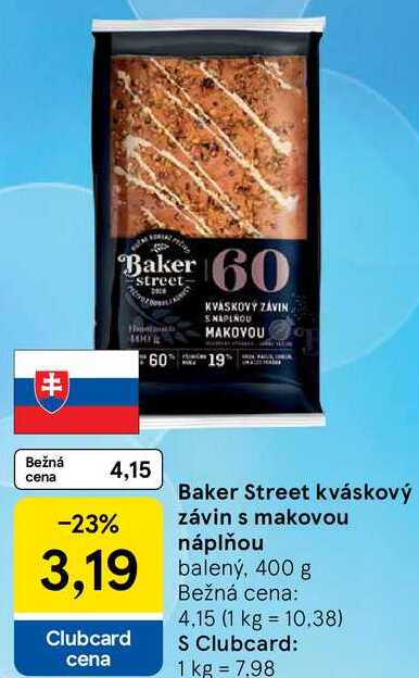 Baker Street kváskový závin s makovou náplňou, 400 g