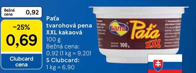 Paťa tvarohová pena XXL kakaová, 100 g