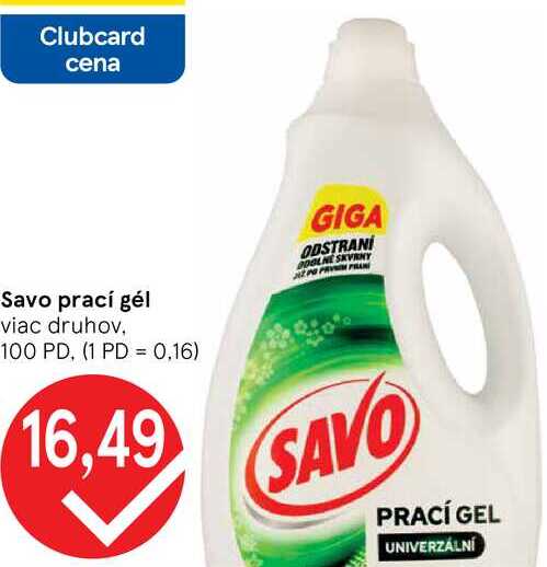 Savo prací gél, 100 PD
