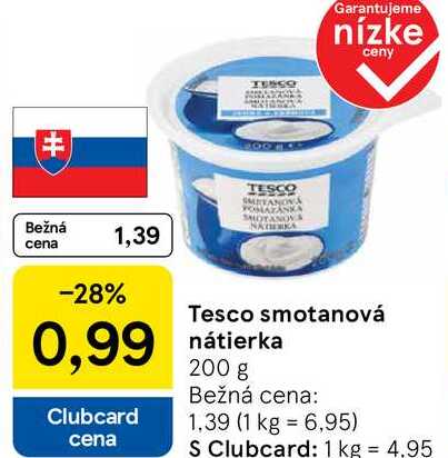 Tesco smotanová nátierka, 200 g 