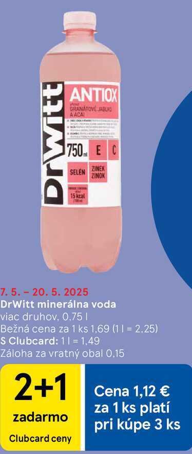 DrWitt minerálna voda, 0,75 l