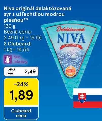 Niva originál delaktózovaná syr s ušľachtilou modrou plesňou, 130 g 