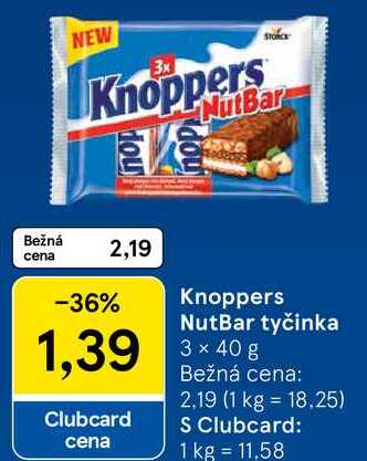 Knoppers NutBar tyčinka, 3x 40 g 