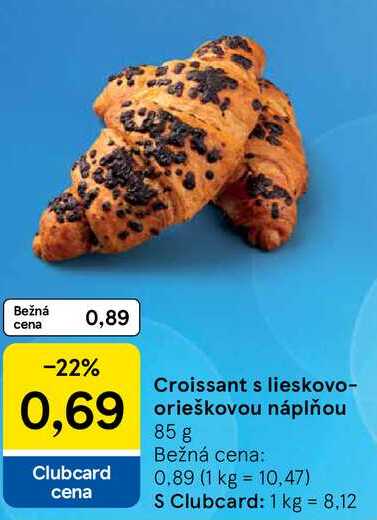 Croissant s lieskovo-orieškovou náplňou, 85 g