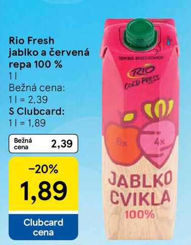 Rio Fresh jablko a červená repa 100%, 1 l