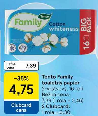 Tento Family toaletný papier 2-vrstvový, 16 rolí 