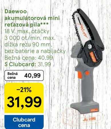 Daewoo akumulátorová mini reťazová píla