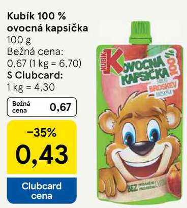 Kubík 100 % ovocná kapsička, 100 g 