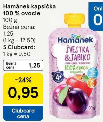 Hamánek kapsička 100% ovocie, 100 g 