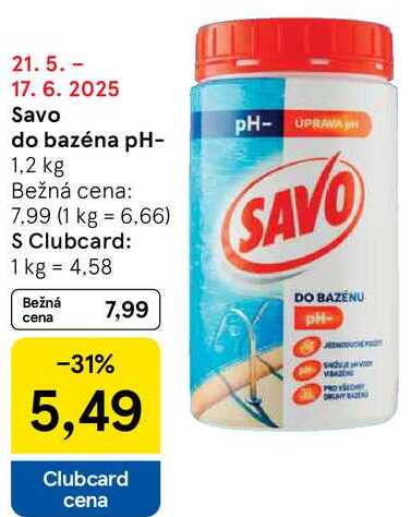 Savo do bazéna pH-, 1,2 kg 