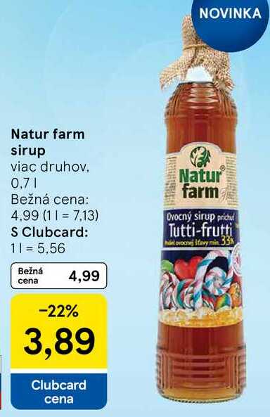 Natur farm sirup, 0,7 l