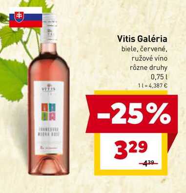 Vitis Galéria biele, červené, ružové víno rôzne druhy 0,75l