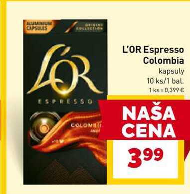L'OR Espresso Colombia kapsuly 10 ks/1 bal. 