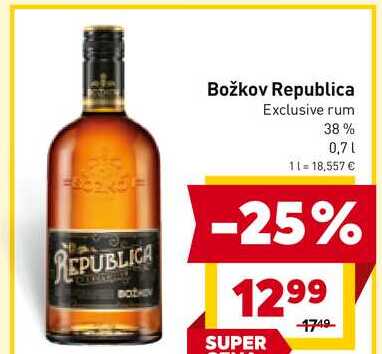 Božkov Republica Exclusive rum 38% 0,7l