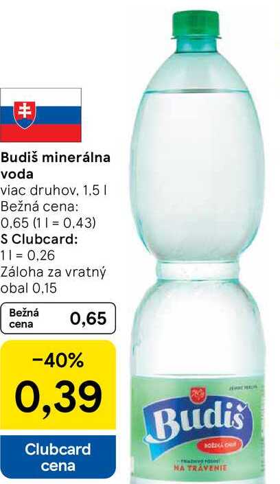 Budiš minerálna voda, 1,5 l