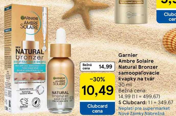 Garnier Ambre Solaire Natural Bronzer cena samoopaľovacie kvapky na tvár, 30 ml
