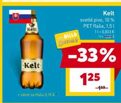 Kelt svetlé pivo, 10 % PET fľaša, 1,5l