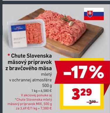 Chute Slovenska mäsový prípravok z bravčového mäsa mletý vochrannej atmosfére 500 g 