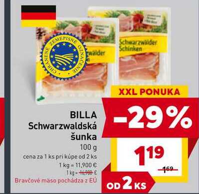 BILLA Schwarzwaldská šunka 100 g