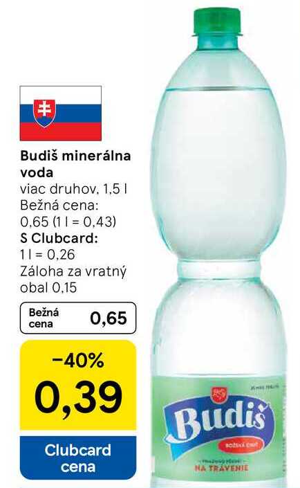 Budiš minerálna voda, 1,5 l