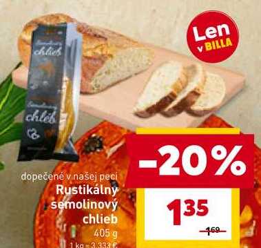 Rustikálny semolinový chlieb 405 g 