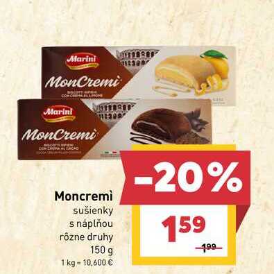 Moncremì sušienky s náplňou rôzne druhy 150 g 