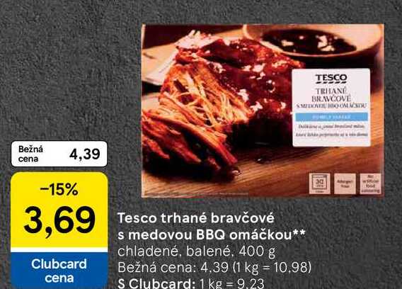 Tesco trhané bravčové s medovou BBQ omáčkou, 400 g