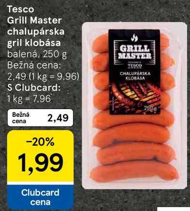 Tesco Grill Master chalupárska gril klobása, 250 g 