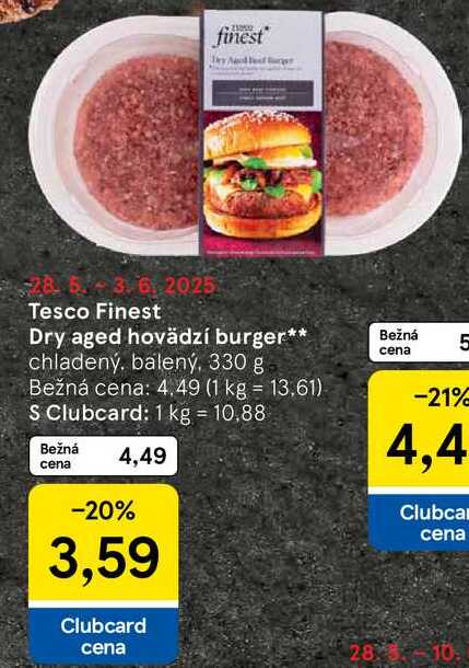 Tesco Finest Dry aged hovädzí burger, 330 g