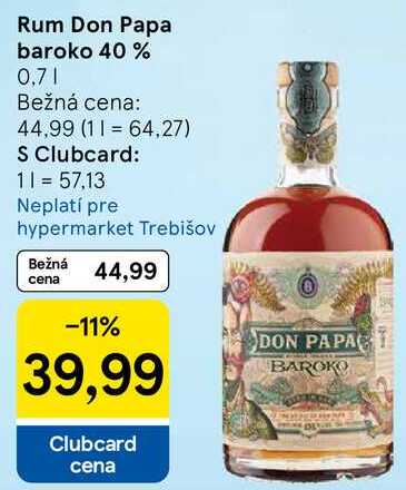 Rum Don Papa baroko 40 %, 0,7 l