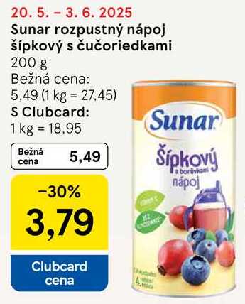 Sunar rozpustný nápoj šípkový s čučoriedkami, 200 g