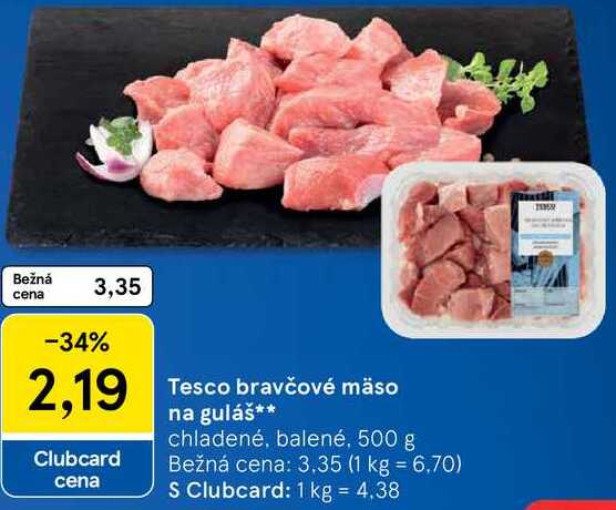Tesco bravčové mäso na guláš, 500 g