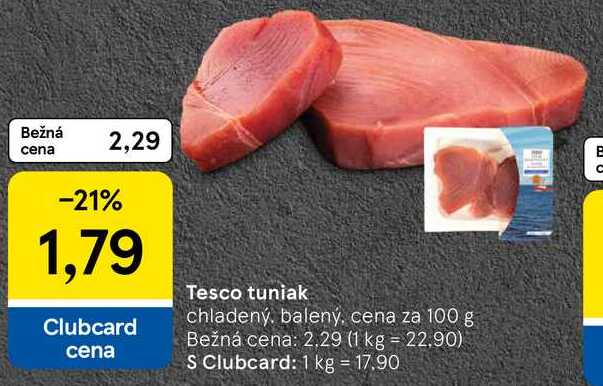 Tesco tuniak, cena za 100 g