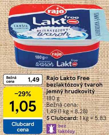 Rajo Lakto Free bezlaktózový tvaroh jemný hrudkovitý, 180 g