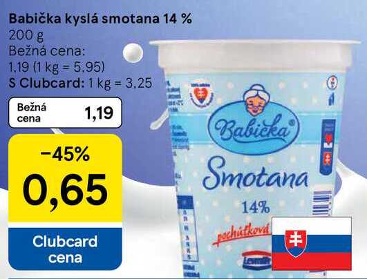Babička kyslá smotana 14 %, 200 g 