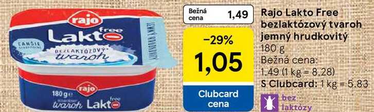 Rajo Lakto Free bezlaktózový tvaroh jemný hrudkovitý, 180 g 