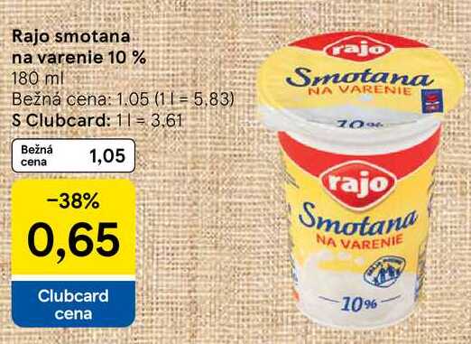 Rajo smotana na varenie 10%, 180 ml 