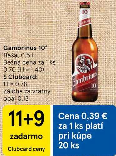 Gambrinus 10°, 0,5 l