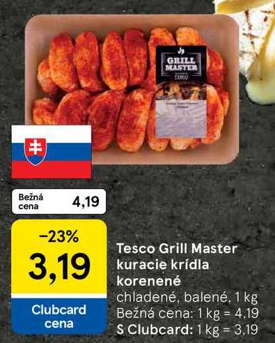 Tesco Grill Master kuracie krídla korenené, 1 kg 