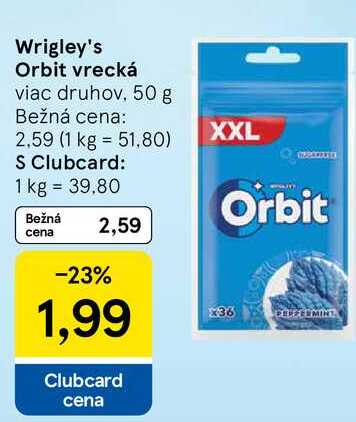 Wrigley's Orbit vrecká, 50 g 