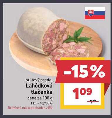 Lahôdková tlačenka cena za 100 g