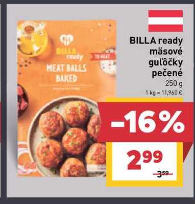 BILLA ready mäsové guľôčky pečené 250 g 