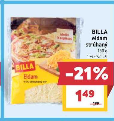 BILLA Eidam strouhaný 150g