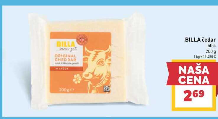 BILLA čedar blok 200 g 